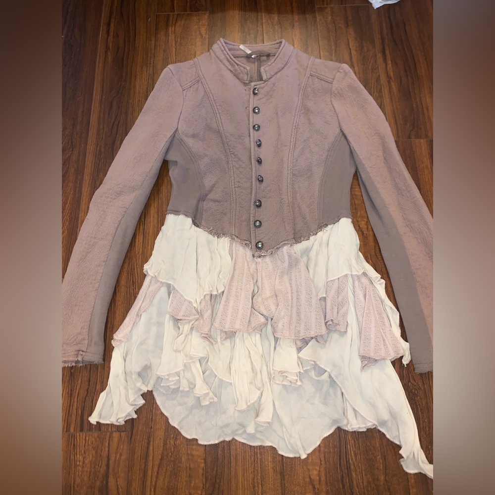 Free People Military Ruffles Jacket